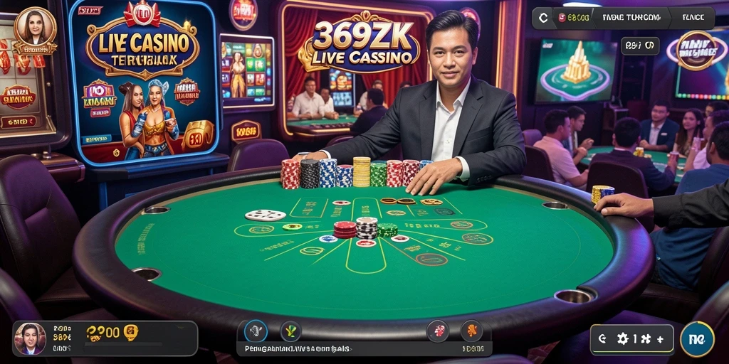 Screenshot gameplay Live Casino 369ZK menampilkan dealer dan suasana permainan.
