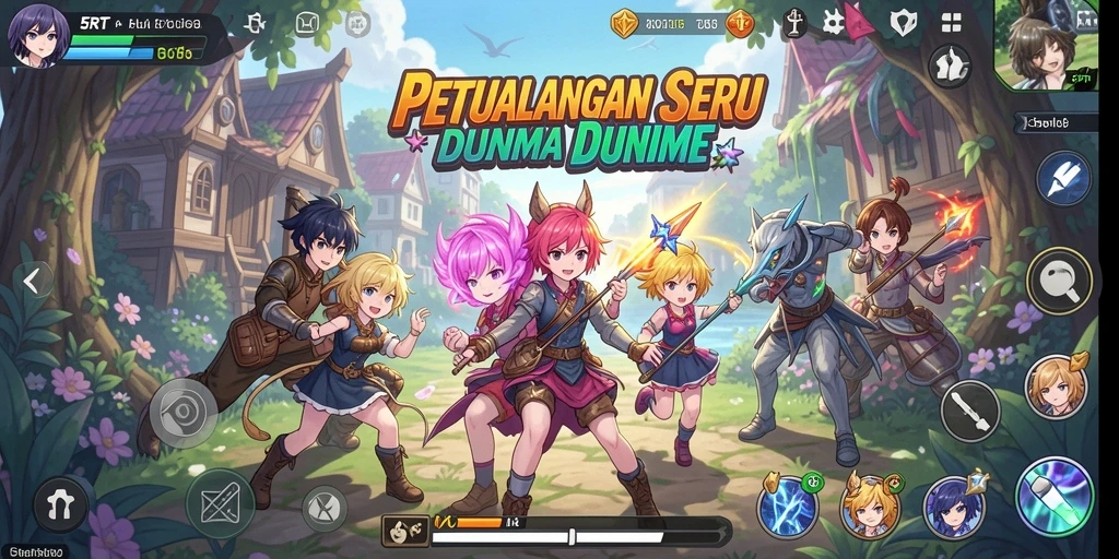 Tangkapan layar utama menunjukkan aksi seru dan karakter ikonik dalam 5RT.