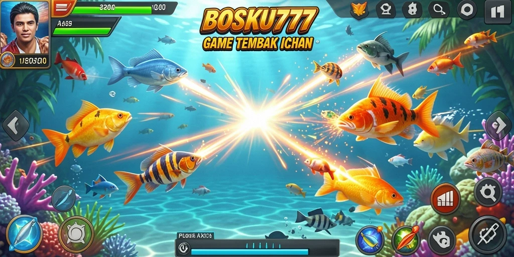 Tampilan gameplay menembak ikan yang menarik dan penuh aksi.