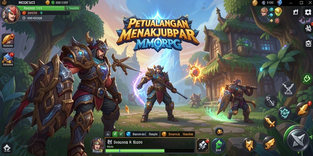 Tampilan screenshot <strong>MODE303</strong> menunjukkan aksi pertempuran seru di dunia MMORPG.