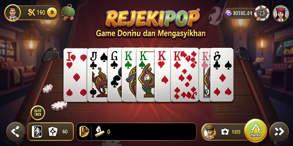 Tampilan gameplay seru dari REJEKIPOP dalam permainan Domino.