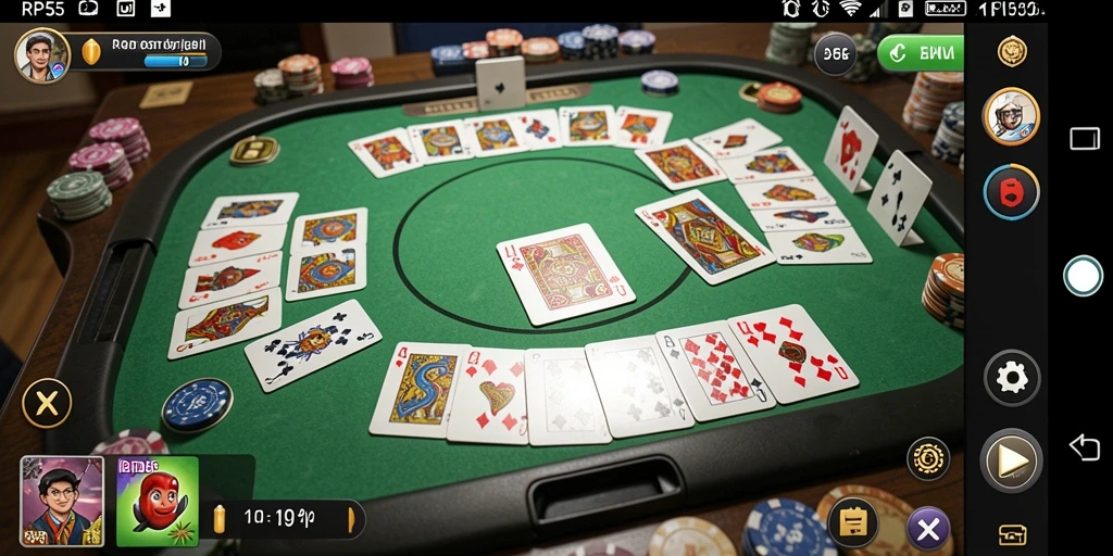 Screenshot gameplay seru dari RP55 memperlihatkan sesi bermain Gaple yang mendebarkan.