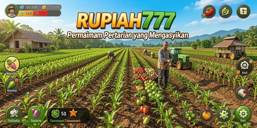 Screenshot gameplay menunjukkan aktivitas menanam dan merawat hewan di RUPIAH777.