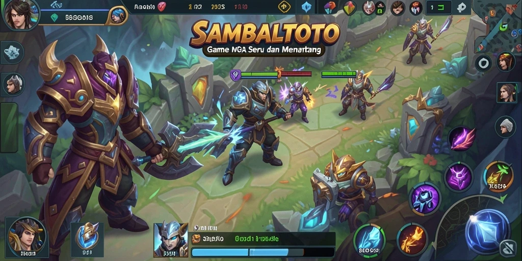Tampilan gameplay seru dalam SAMBALTOTO dengan strategi MOBA yang mendebarkan.