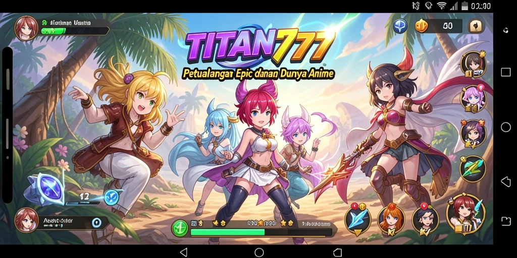 Tampilan gameplay <strong>TITAN777</strong> yang menakjubkan dengan karakter anime yang dinamis.